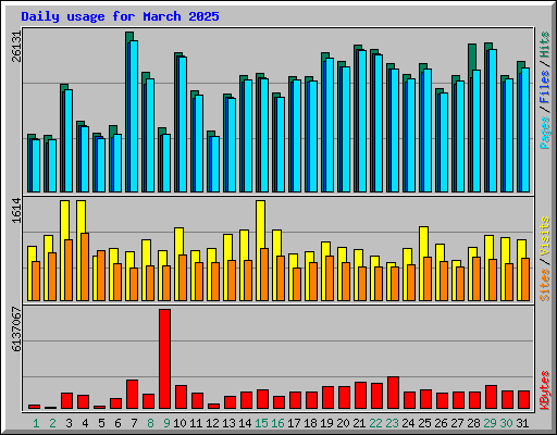 Daily usage for March 2025